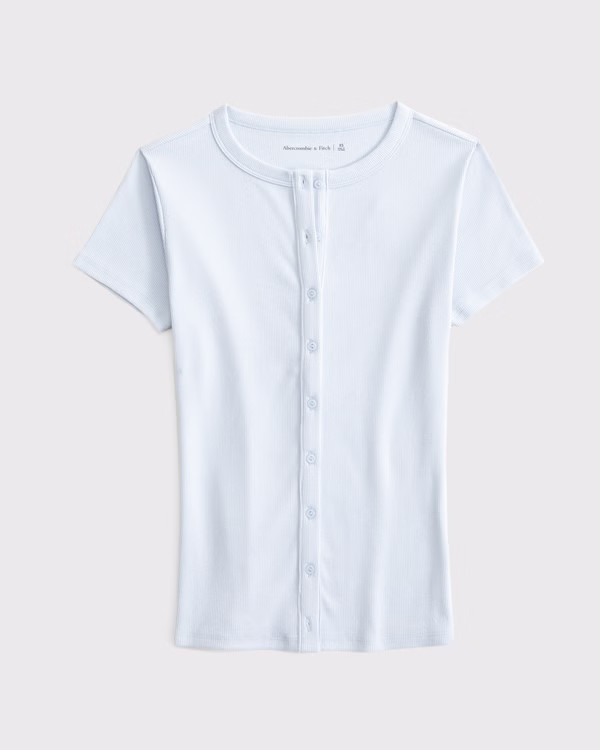 Ribbed Button-Through Top | Abercrombie & Fitch (US)