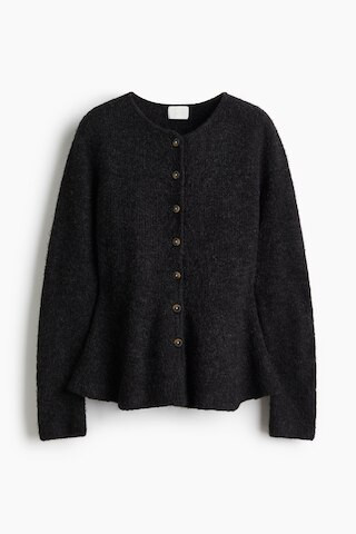 H & M - Rib-Knit Peplum Cardigan - Black | H&M (US + CA)