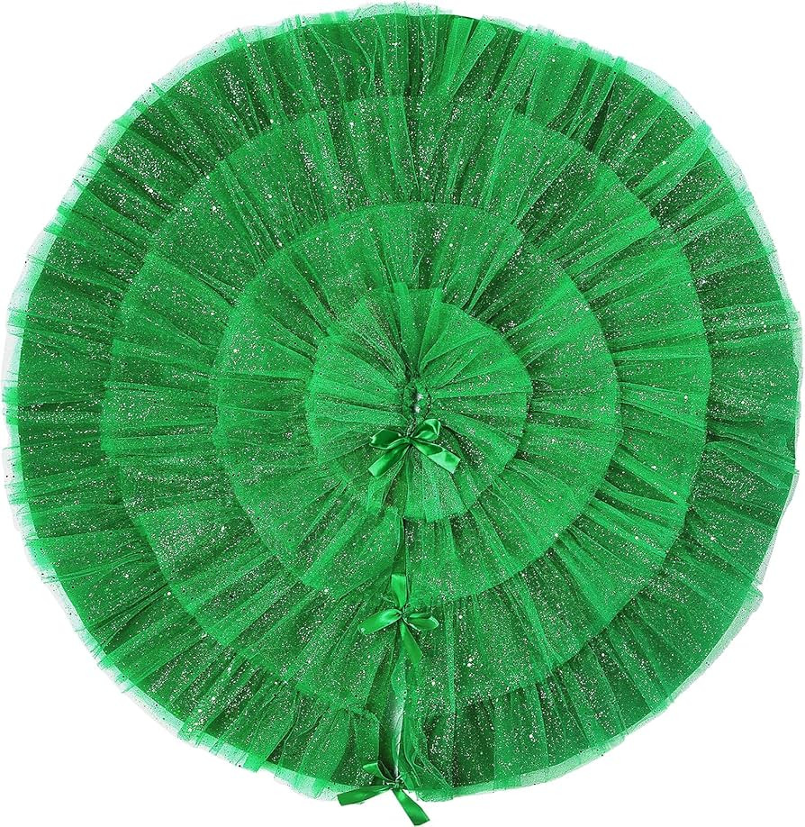 Tatuo Christmas Tree Skirt Ruffle Tree Skirt 4 Layer Round Tree Skirt for Valentine's Day Holiday... | Amazon (US)