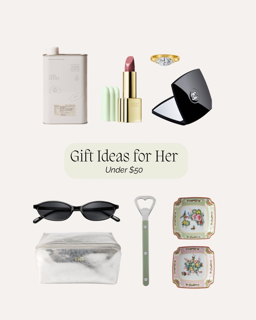 Gift ideas for her under $50! #gifts #giftideas #giftguide