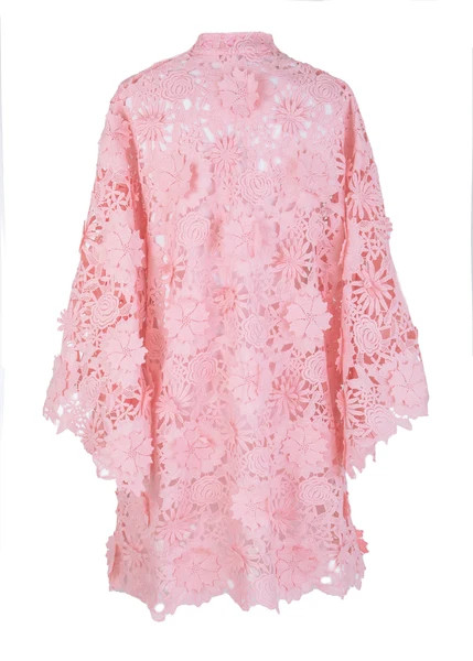 Dusty Pink 3D Lace Mini Caftan | Over The Moon