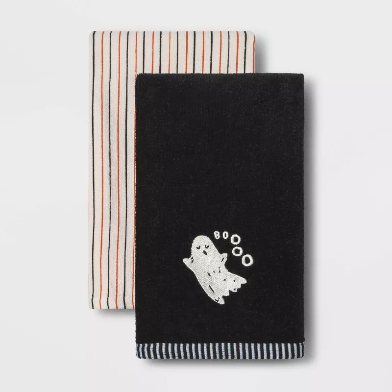 2pk Halloween Boo Ghost Hand Towels Black - Hyde & EEK! Boutique™ | Target