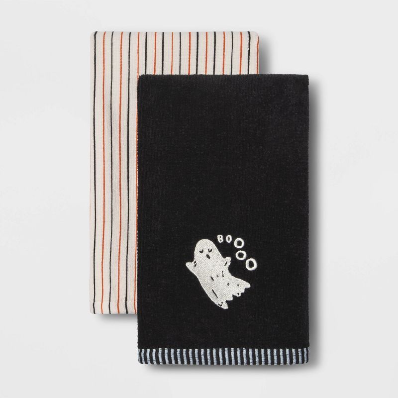2pk Halloween Boo Ghost Hand Towels Black - Hyde &#38; EEK! Boutique&#8482; | Target