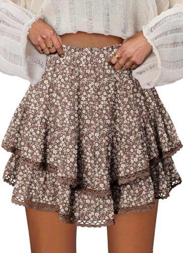 onlypuff Flowy Shorts for Women Ruffle Skorts Mini Skirts High Waisted Teen Gilrs Tennis Skort Su... | Amazon (US)