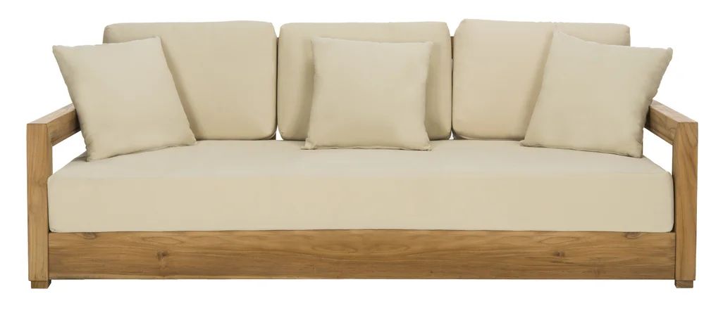 Melrose 76.8" Wide Outdoor Teak Patio Sofa with Cushions | Joss & Main | Wayfair North America