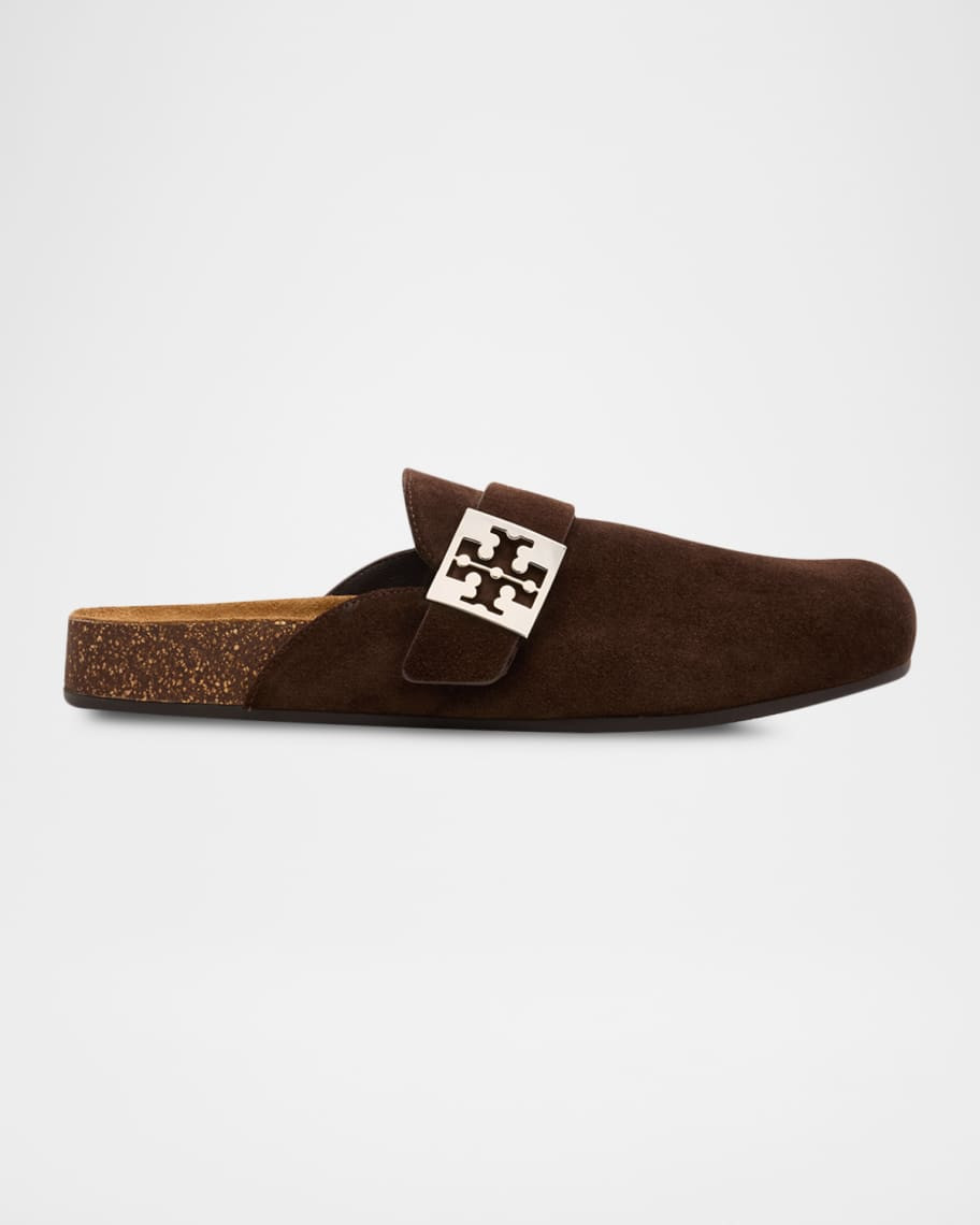 Mellow Suede Buckle Slide Mules | Neiman Marcus