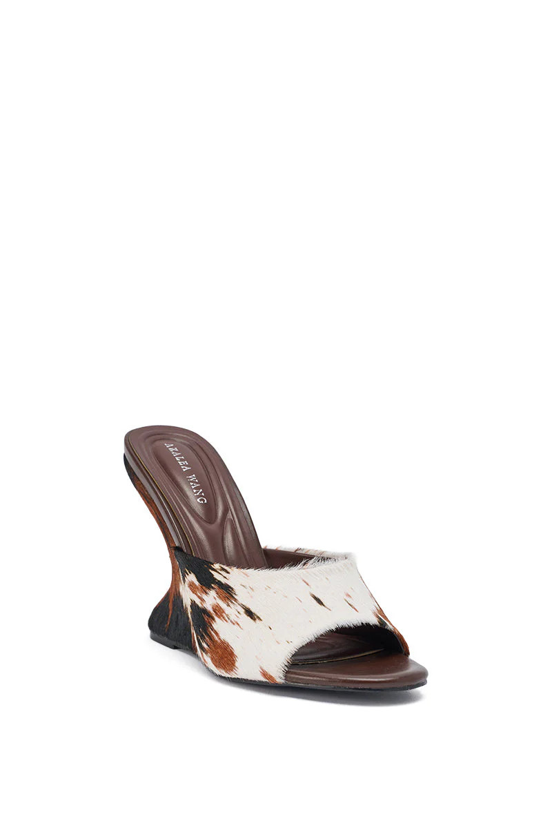 AZALEA WANG VASA COW PRINT OPEN TOE SANDAL | AKIRA