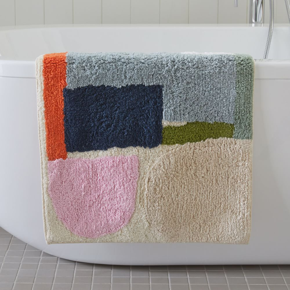 Organic Donna Wilson Shapes &amp; Colorblock Bath Mat | West Elm (US)
