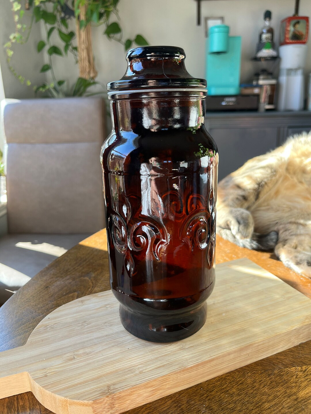 Vintage Brown Glass Borden Amber Glass Jar With Lid Apothecary - Etsy | Etsy (US)