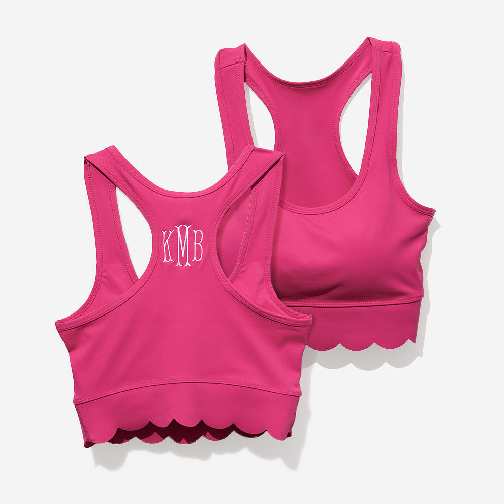 Monogrammed Scalloped Sports Bra | Marleylilly