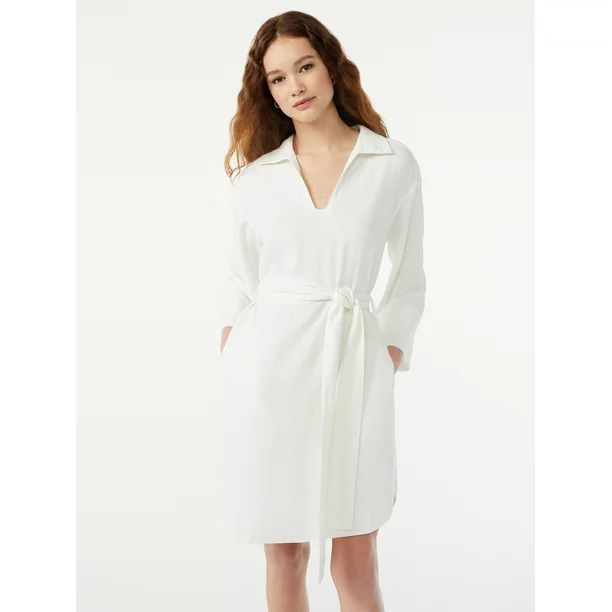 Free Assembly Women's Wide Sleeve Shirt Dress - Walmart.com | Walmart (US)