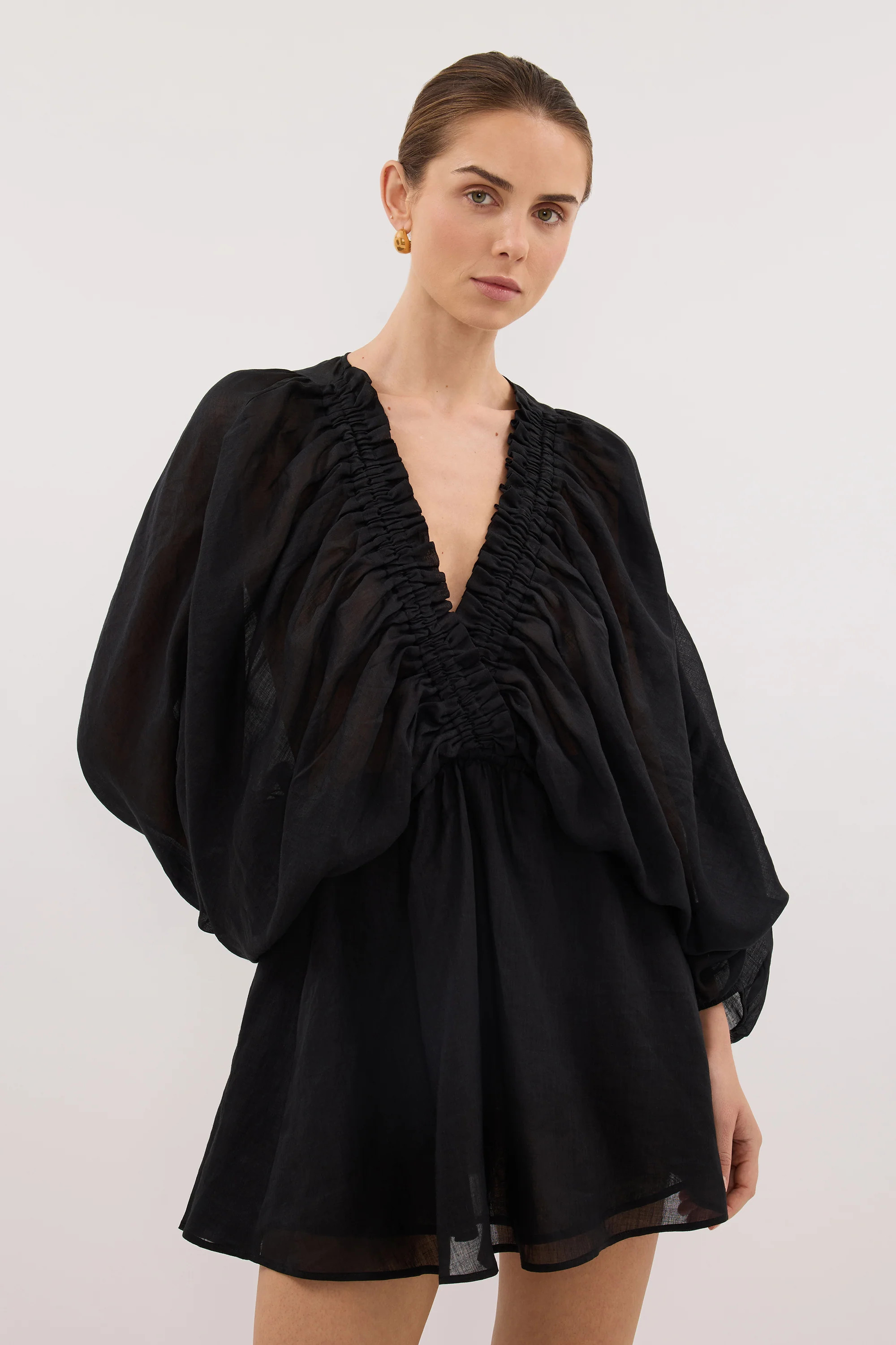 BRIELLE BLACK RAMIE DRESS | DISSH