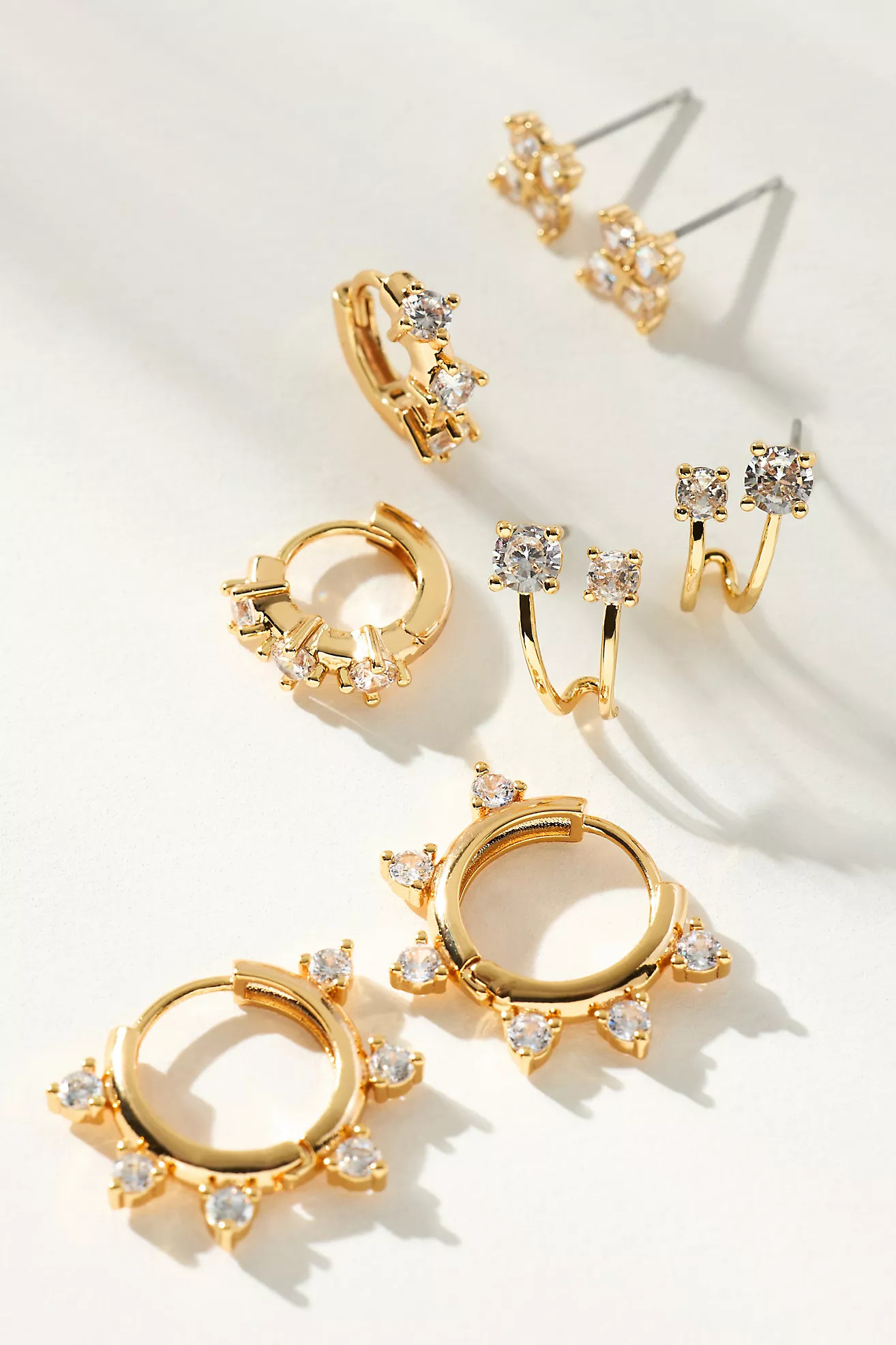 Delicate Crystal Huggie Hoop Earrings, Set of 4 | Anthropologie (US)