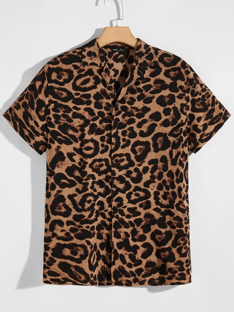 SHEIN Men Leopard Button Front Shirt | SHEIN