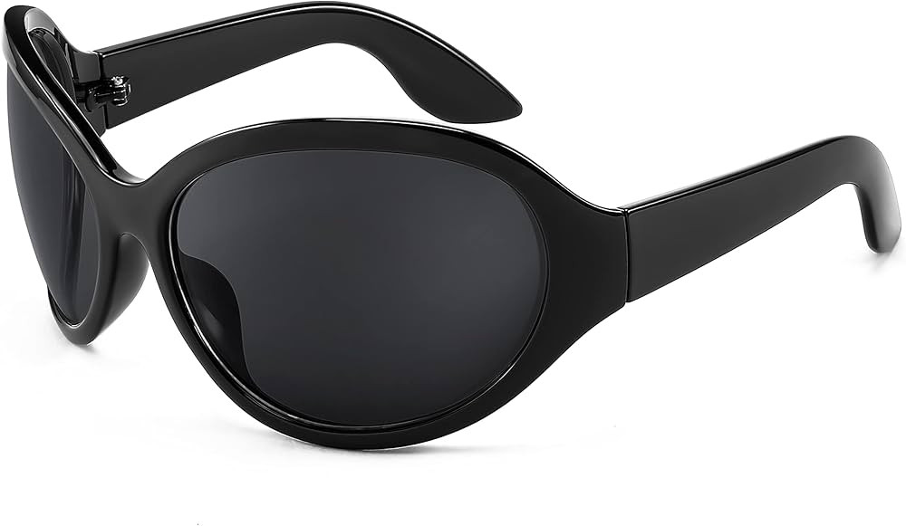 FEISEDY Oversized Trendy Sunglasses Classic Oval Wrap Around Stylish Big Frame Shade Women Glasse... | Amazon (US)