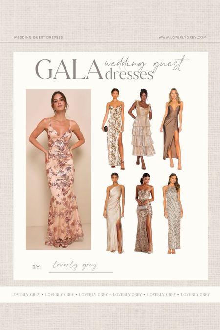Loverly Grey gala wedding guest dresses. I love these sequins and shimmery dresses. 

#LTKSeasonal #LTKstyletip #LTKwedding