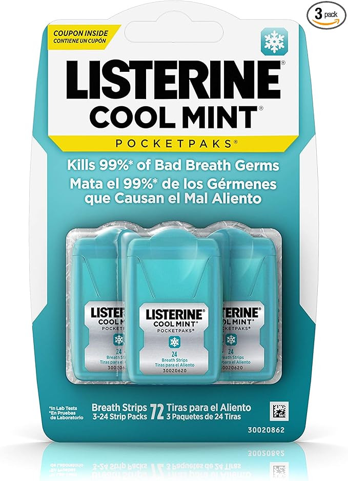 Listerine - Pocketpaks, Oral Care Strips, Cool Mint - 72 Strips | Amazon (UK)