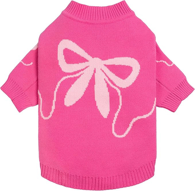 Fitwarm Bowknot Valentines Dog Sweater, Thermal Dog Winter Clothes for Small Dogs Girl, Charming ... | Amazon (US)