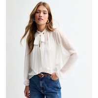 Women's White Crinkled Pussybow Blouse New Look | New Look (UK)