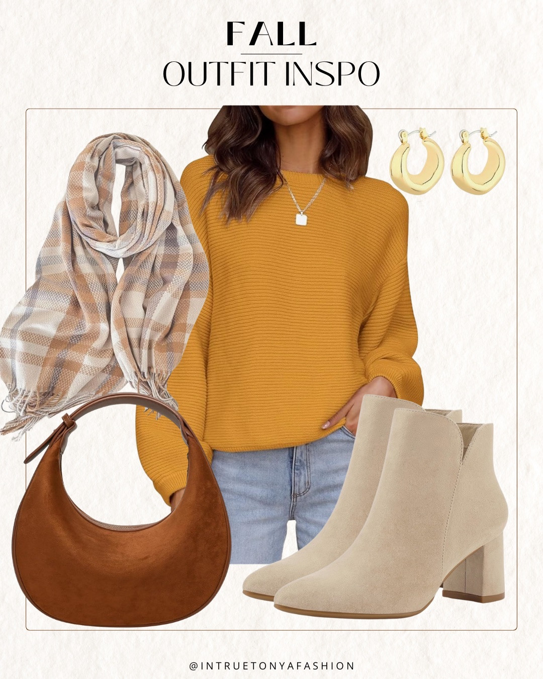 Fall outfit idea from amazon — yellow sweater, plaid scarf, beige boots, and brown shoulder bag





Amazon outfits, fall outfit inspo, outfit ideas, casual outfits amazon, amazon outfits every day, outfit ideas 2026, fall outfits, fall outfits Amazon, midsize fall outfit inspo, petite outfits for fall, Amazon fall fashion, casual fall style, trending fall fashion, October outfit ideas, autumn outfits, fall fashion hauls, early prime day deals

#LTKootd #LTKSaleAlert #LTKPetite