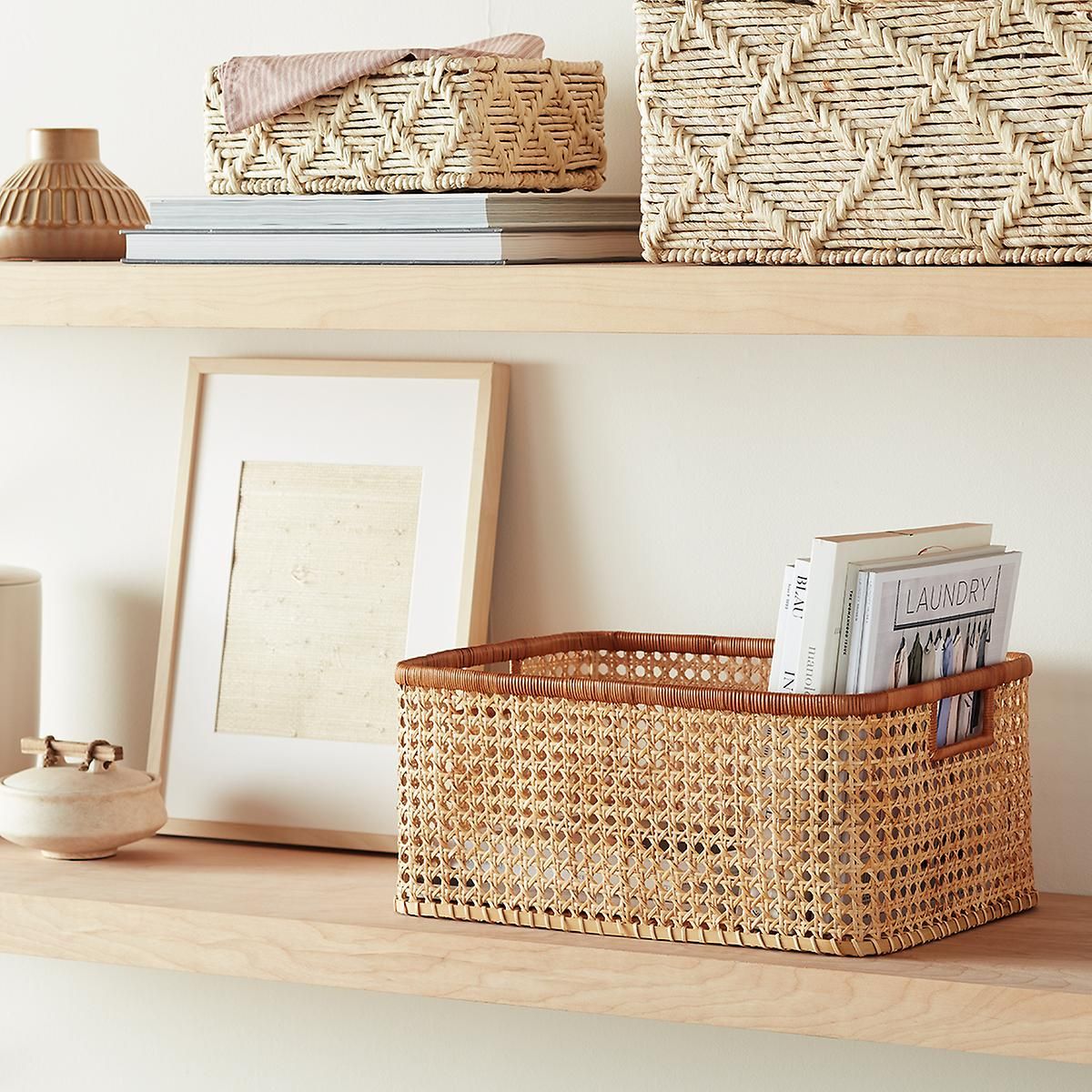 Albany Cane Rattan Bins | The Container Store