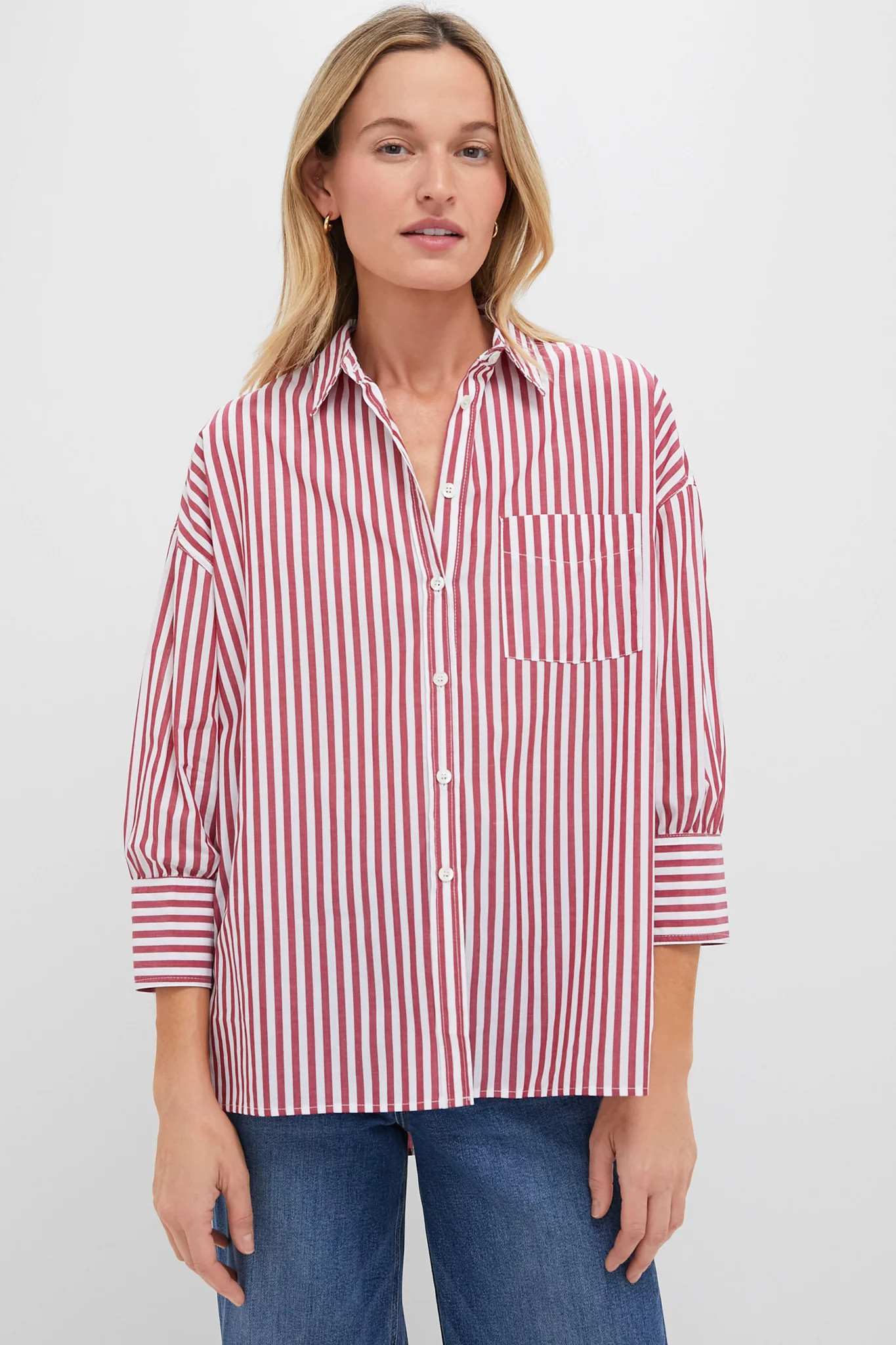 Red Stripe Adair Boyfriend Shirt | Tuckernuck (US)