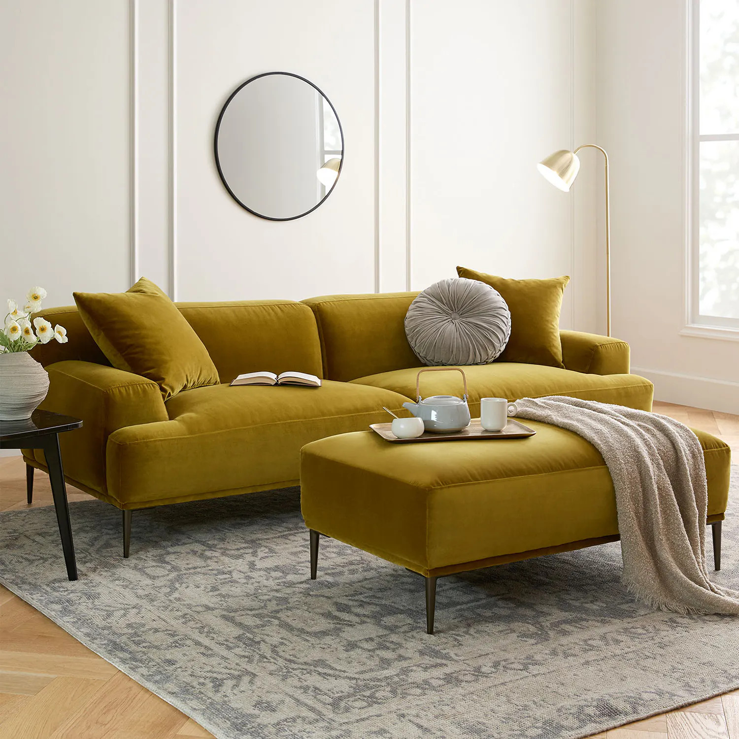 Abisko 91" Velvet Sofa - Plush Yarrow Gold | Article