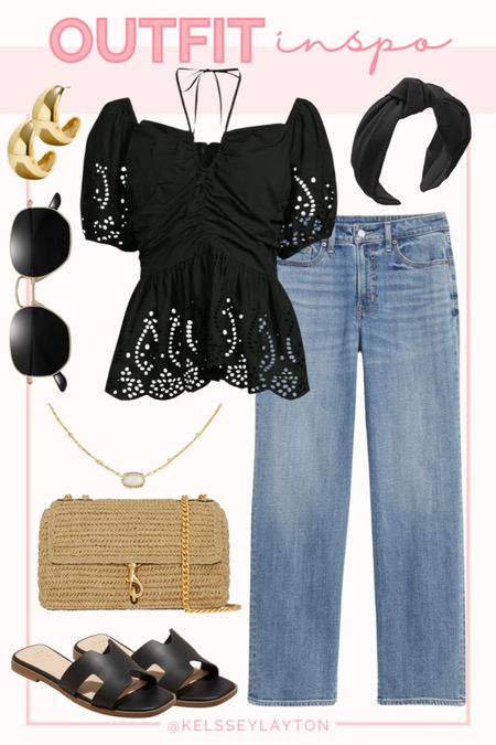 Outfit idea, Walmart fashion, summer style, black eyelet top

#LTKfindsunder50 #LTKsalealert #LTKshoecrush