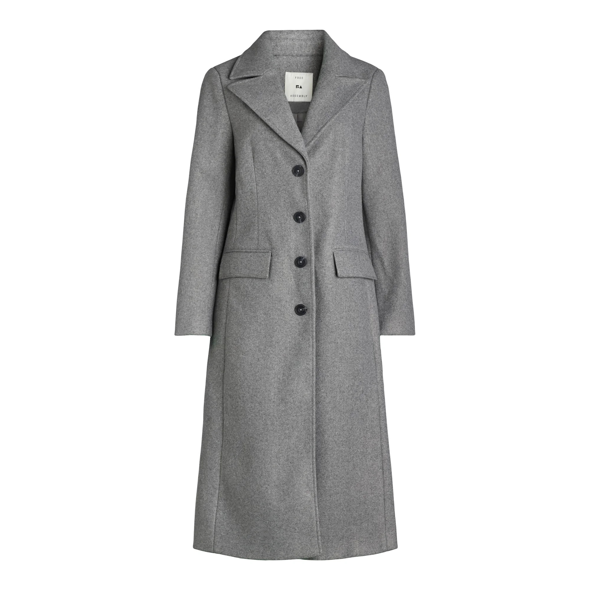 Free Assembly Women’s Faux Wool Long Coat, Sizes XS-XXL | Walmart (US)