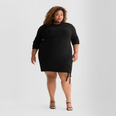 new!Ashley Graham Womens Plus Long Sleeve Sweater Dress | JCPenney