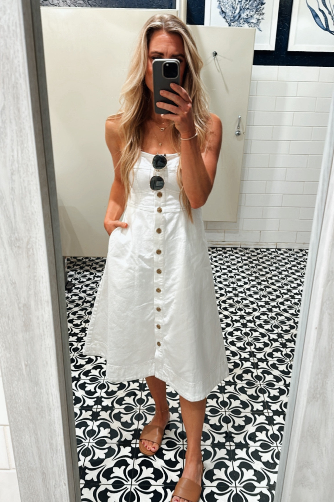 target white denim dress White Denim Dress