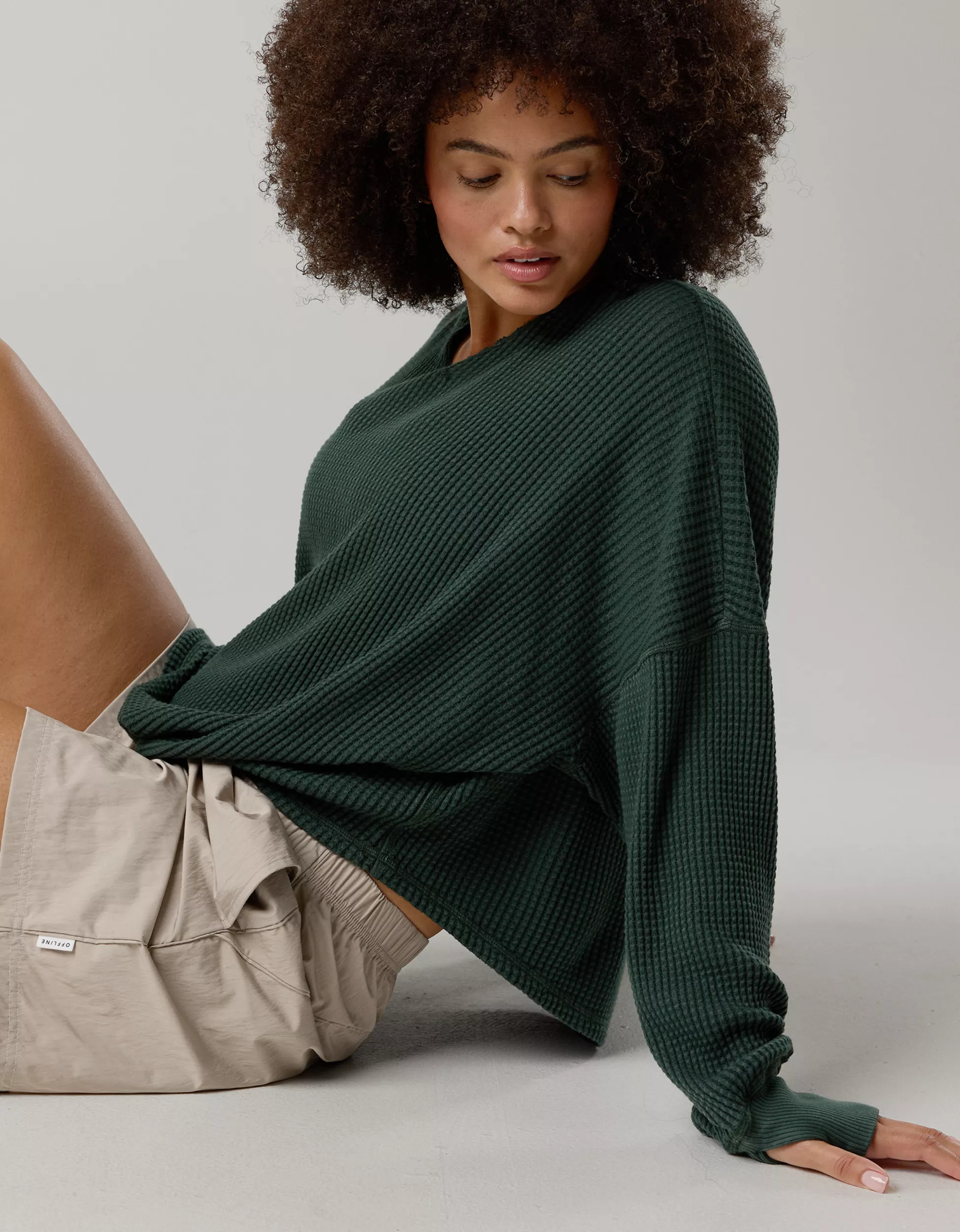 OFFLINE By Aerie Wow! Waffle Notch Neck Long Sleeve T-Shirt | Aerie