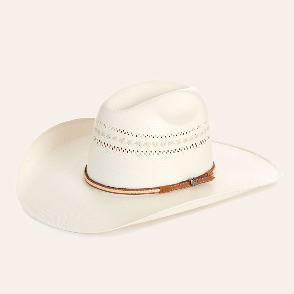 Rafter C Cowtown Ivory Two Tone Trim Vented Shantung Straw Cowboy Hat | Cavender's