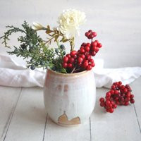 Handmade Ceramic Vase, Rustic White & Ocher Glaze, Stoneware Wheel Thrown Pottery, Ready To Ship Made in Usa | Etsy (US)