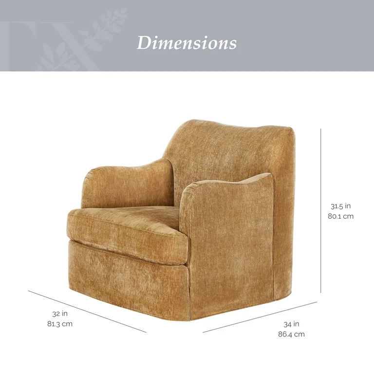 My Texas House Lauren Swivel Accent Chair with Honey Brown Fabric Upholstery | Walmart (US)
