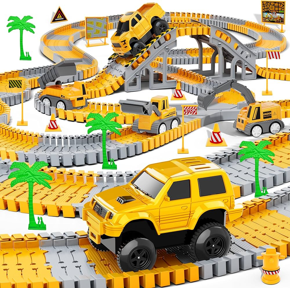 Kids Toys 253 PCS Construction Race Tracks Toy for 3 4 5 6 7 8 Year Old Boys Girls, 5 PCS Constru... | Amazon (US)