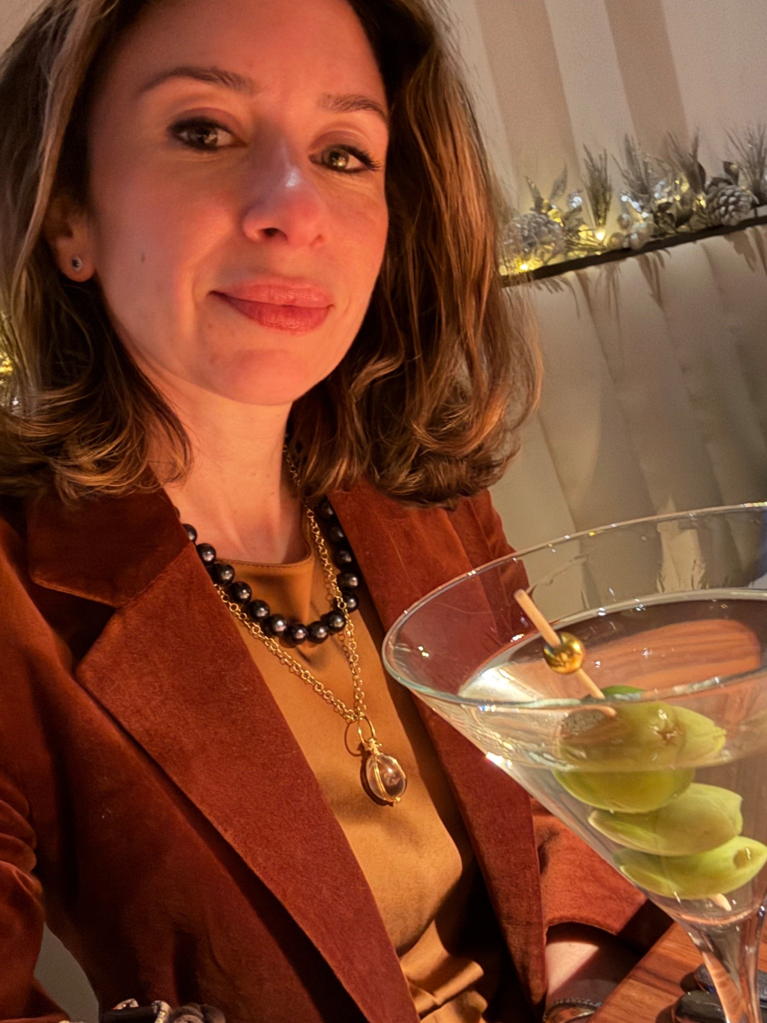 Cocktail time in this silk Mango maxi dress and velvet blazer 