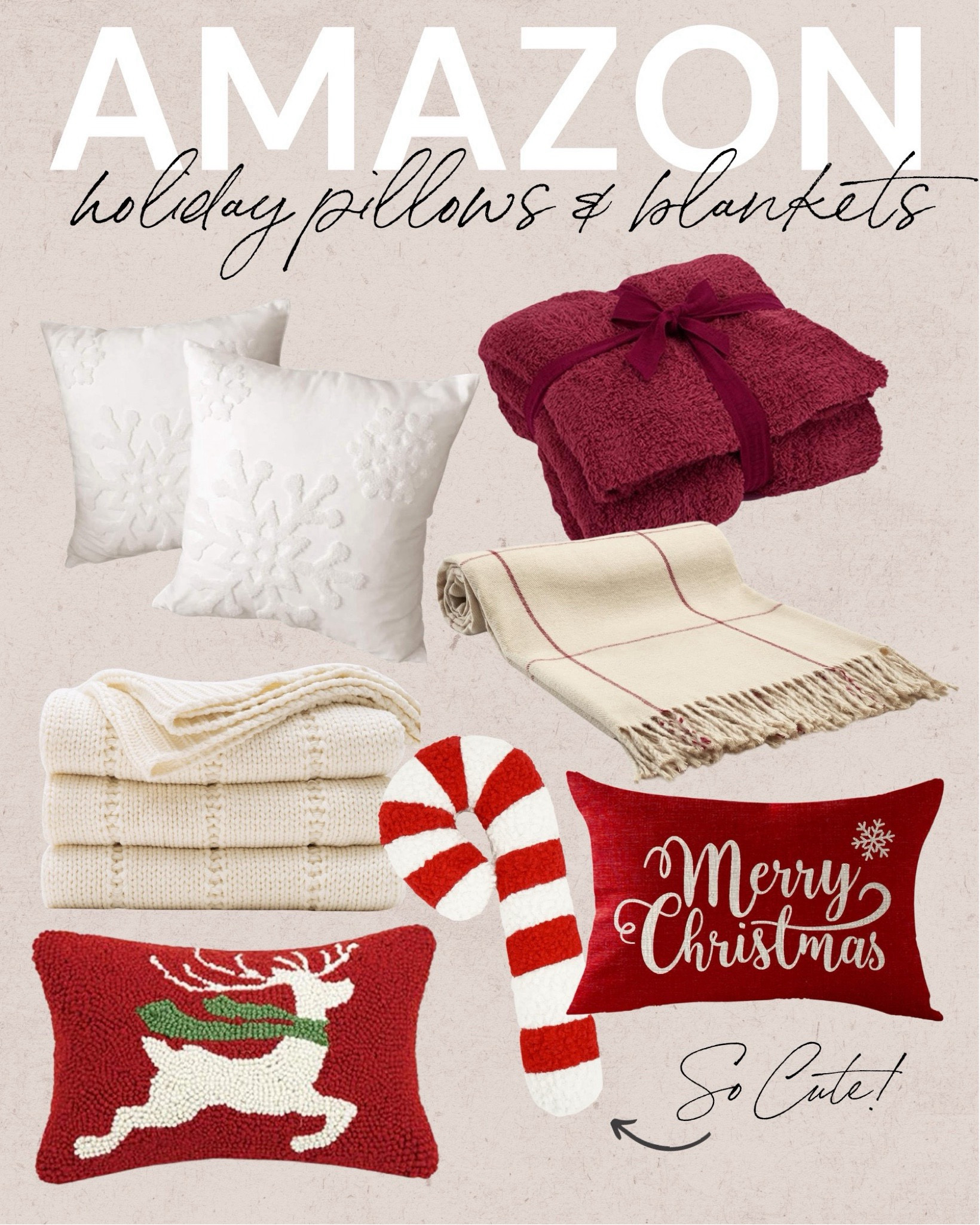 Amazon Holiday Pillows & Blankets
amazon holiday decor, amazon holiday home, amazon blankets, amazon pillows, festive throw pillows

#LTKHoliday #LTKHome #LTKSeasonal
