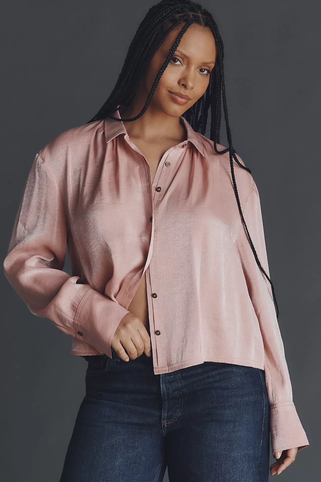 Pilcro Liquid Shine Buttondown Shirt | Anthropologie (US)