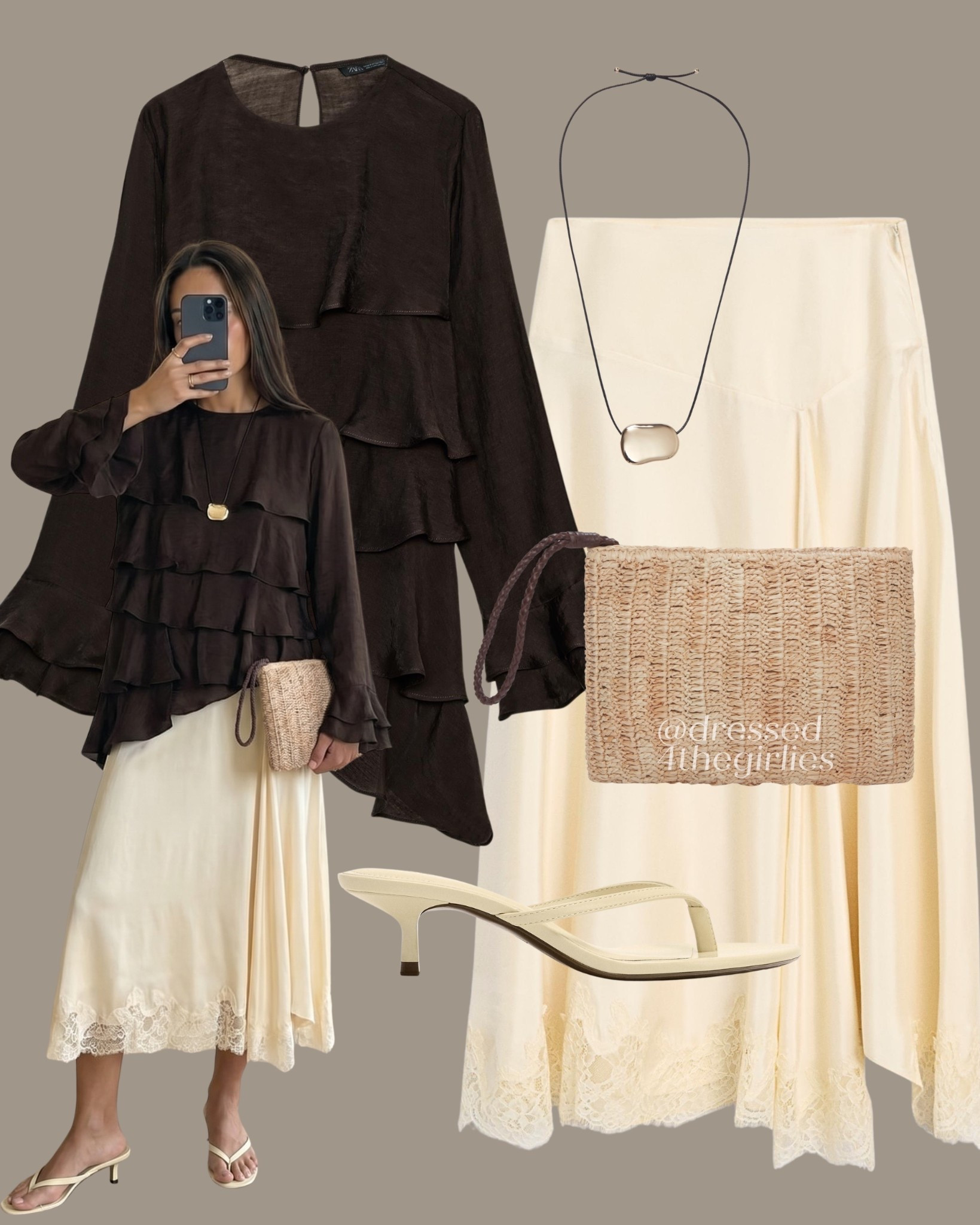 Yellow spring look💛

Tags: brown ruffle blouse, butter yellow satin skirt with lace trim, raffia clutch bag, yellow strappy sandals, summer holiday vacation outfit 

#LTKuk #LTKsummer #LTKspring