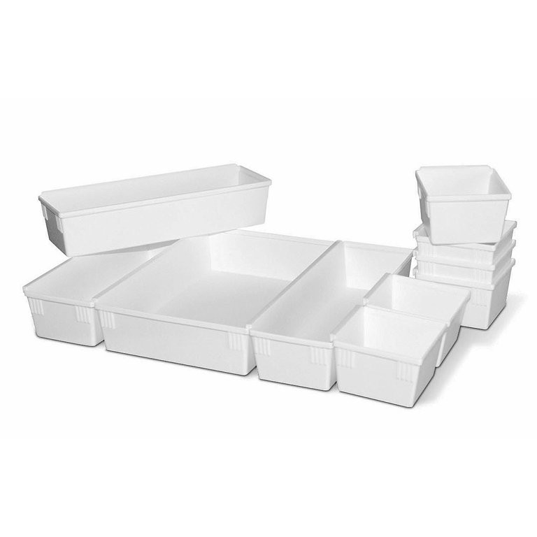 Drawer Organizers 10-Piece Interlocking Set, White | Walmart (US)