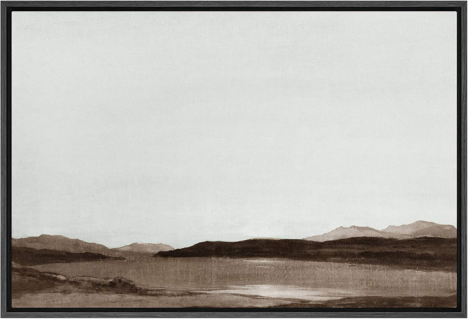 SIGNFORD Framed Canvas Wall Art Monochromatic Brown Mountains and Valleys Landscape Wilderness Oi... | Amazon (US)