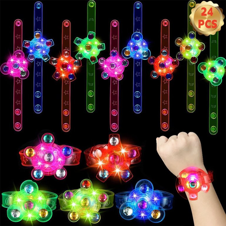 Bopika LED Light up Fidget Spinner Bracelets for Parties, Gifts, 24 Pack | Walmart (US)