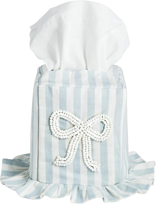 Mud Pie Fabric Stripe Bow Tissue Box | Amazon (US)