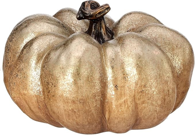 One Holiday Way 7.5-Inch Elegant Terracotta Gold Decorative Faux Pumpkin Figurine – Golden Fall... | Amazon (US)