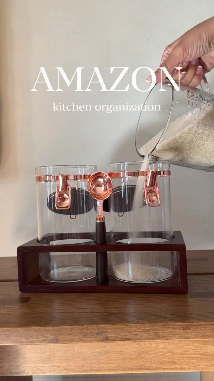 Follow my account + Comment “WOW” for the links to these beauties! ☕️ 
The BEST coffee & sugar set up for your kitchen!! Comes with a spoon and the container to set the jars in!!!😍 LOVE this Amazon kitchen set up! The cutest jars for your kitchen from Amazon! Amazon home Amazon kitchen Amazon organization viral reels
