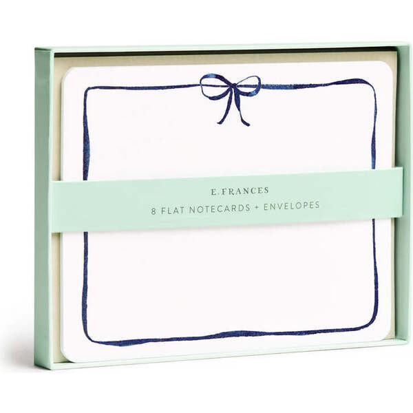 Set of 8 Flat Notecards, Navy Bow | Maisonette