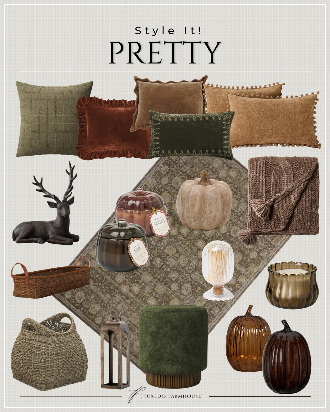 Fall styling made easy! 🍂🤎 I’m loving this mix of mossy greens, warm rust, rich brown and soft camel tones. Layer in cozy pillows and throws, woven textures, amber glass pumpkins and candlelight for that collected, cozy autumn feel. So many pretty finds to mix into what you already have!

#LTKHome #LTKSeasonal #LTKStyleTip #FallDecor #CozyHome #AutumnDecor #FallHome #HomeFinds 

 #LTKSeasonal #LTKHome #LTKSaleAlert