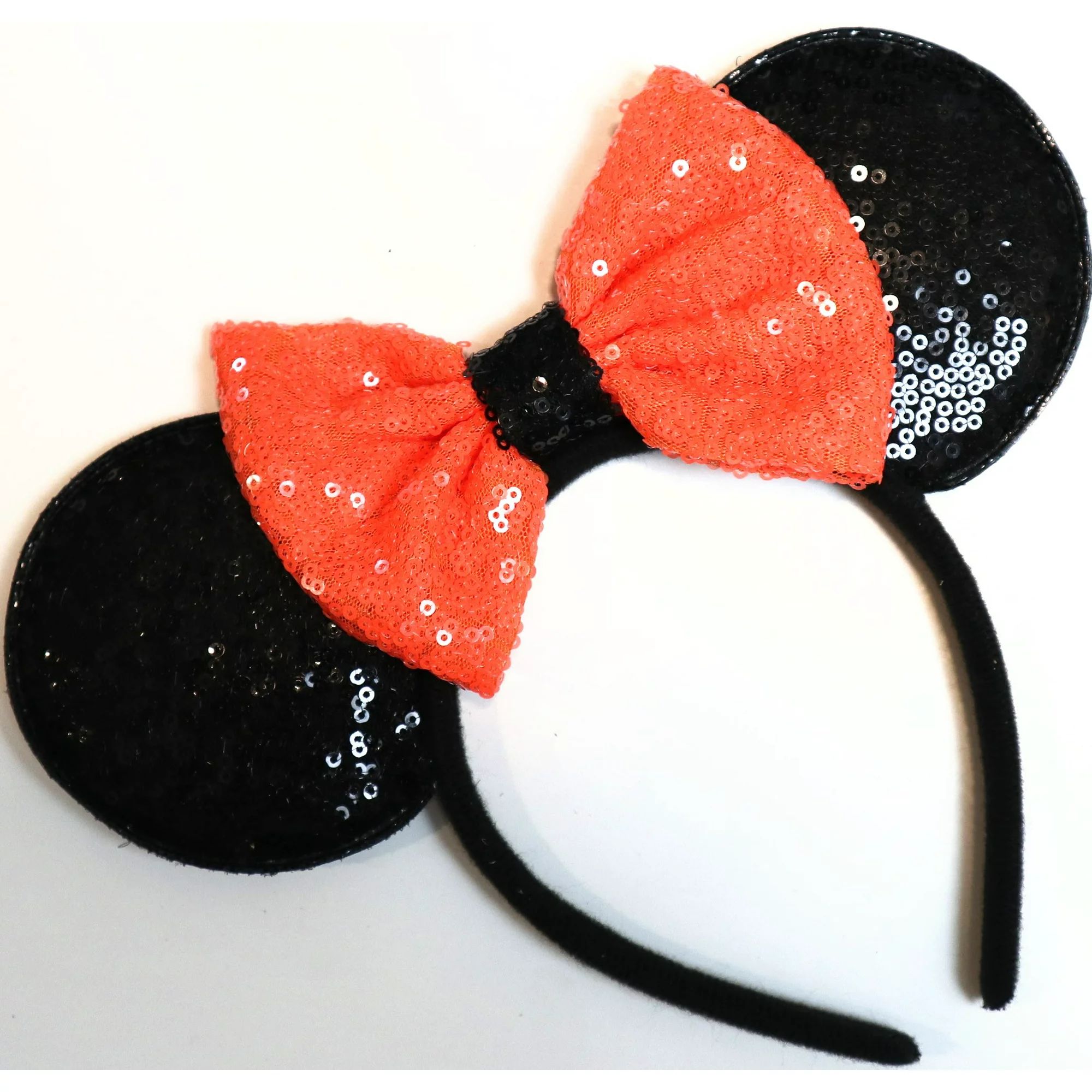 Halloween Sequin Minnie Ears Orange Mickey Sequin Halloween Ears Black Mickey Ears | Walmart (US)