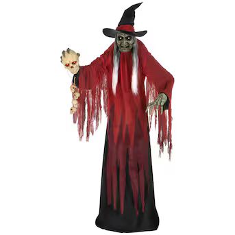 Haunted Living 8-ft Lighted Animatronic Witch with Skulls | Lowe's